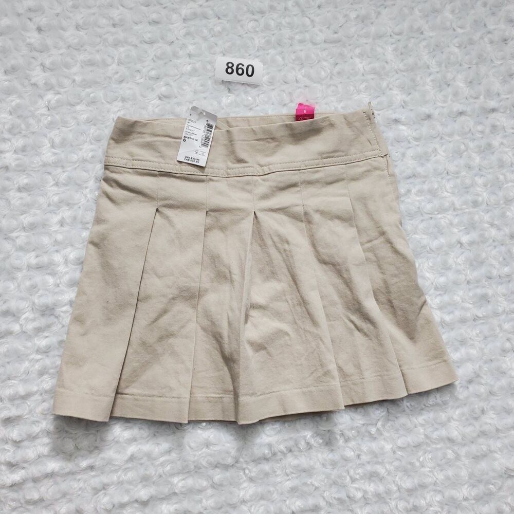 The Children's Place 2043300 Girls Pleated Uniform Skort Size 6 Beige